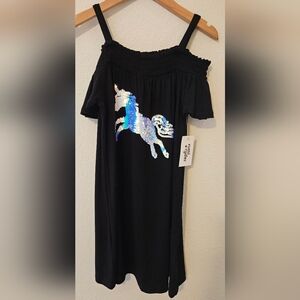 🎀 $8 Rumi+Ryder Girls Off-the-Shoulder Dress with Sequin Unicorn